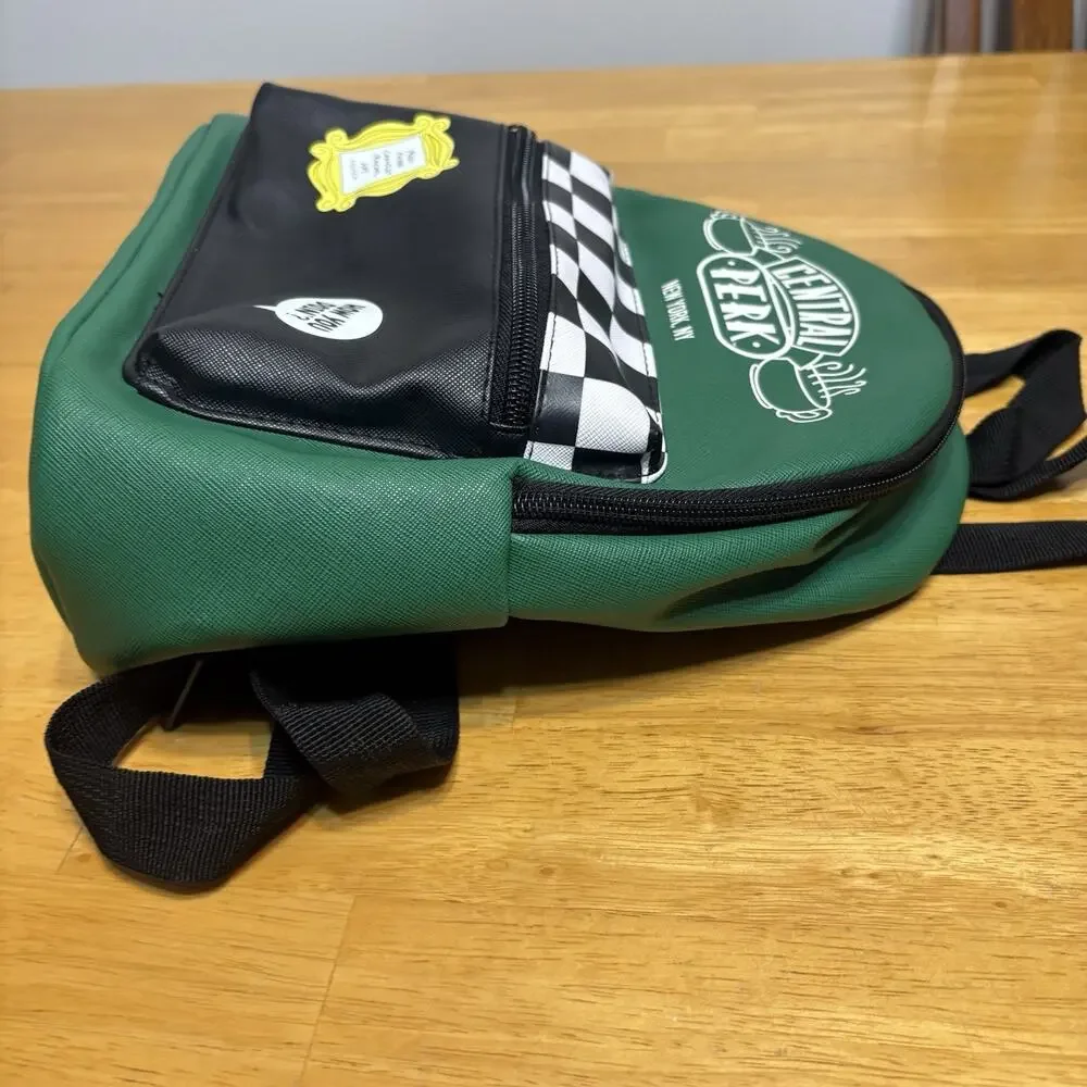 FRIENDS Backpack Bag TV Show Central Perk Green Checkered Mini 11.5"x8"x4" - Picture 3 of 10